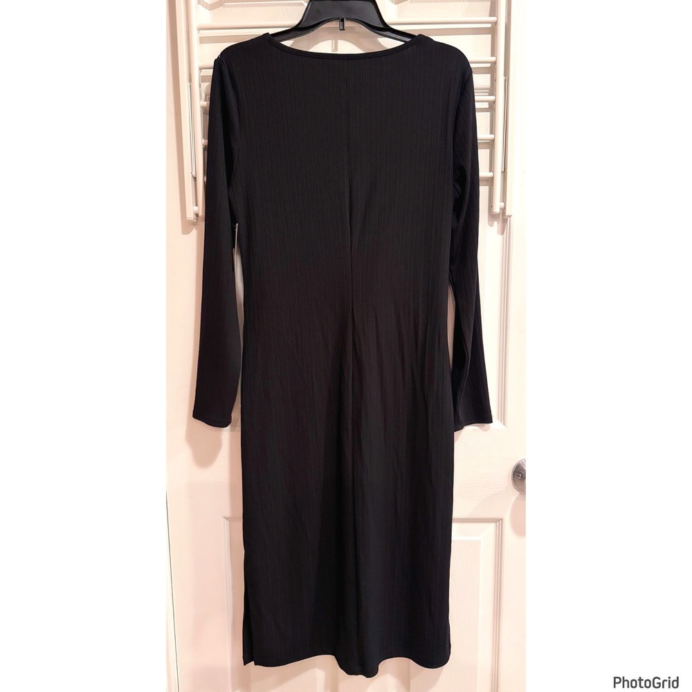 NWT Nine West Black Twist Front Dress Large Elevated Basic - Picture 4 of 5